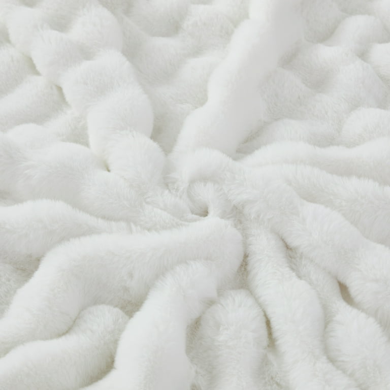 URBONURMilk White Faux Rabbit Fur Bubble Blanket Twin Size Fuzzy Fur Blanket Soft Cozy and Thick Bed Blankets Plush Fluffy Twin Blanket for Couch Chair Bed 63 79 Inches Walmart