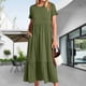 thumbnail image 5 of Vestido Plisado De Mujer Vestido plisado de mujer con cuello redondo Vestido de playa grande con bolsillos (Verde S) Cgtredaw para Mujer Verde T M, 5 of 6