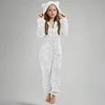 thumbnail image 2 of BFHHYA Girls Fuzzy Zip Up Jumpsuits Kids One Piece Bear-Hooded Rompers Soft Fleece Warm Winter Sleepsuit for Fall Winter Indoor Lounging (5-15Y), 2 of 7