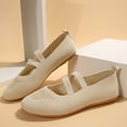 thumbnail image 6 of Dakaela Flats for Women Round Toe Dressy Knit Mary Jane Slip on Casual Office Work Loafer Shoes Beige 6.5, 6 of 8