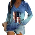 thumbnail image 5 of Pxiakgy Hot Sale!! Long Sleeve Shirt for Women Trendy Sunmmer 2025 New American Flag T Shirt for Women 4Th Of July Shirts Ladies Casual Letter Printed Long Sleeve T Shirt Sky Blue L, 5 of 5
