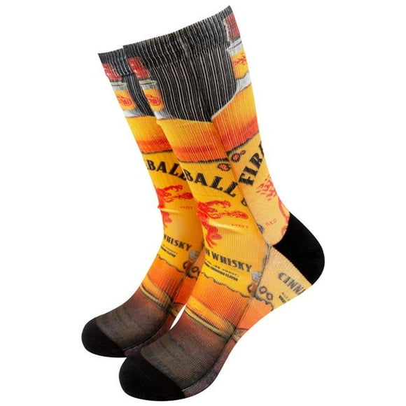 Fireball Whiskey 49232 Fireball Whiskey Bottle Print Socks