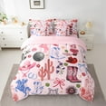 thumbnail image 2 of Feelyou Girly Pink Cactus Twin Bedding Sets 7-Piece, Kawaii Cowgirl Boot Hat Bedding Comforter Set, Western Princess Style Reversible Sheet Sets, Luxury Bedroom Decor, 2 of 7