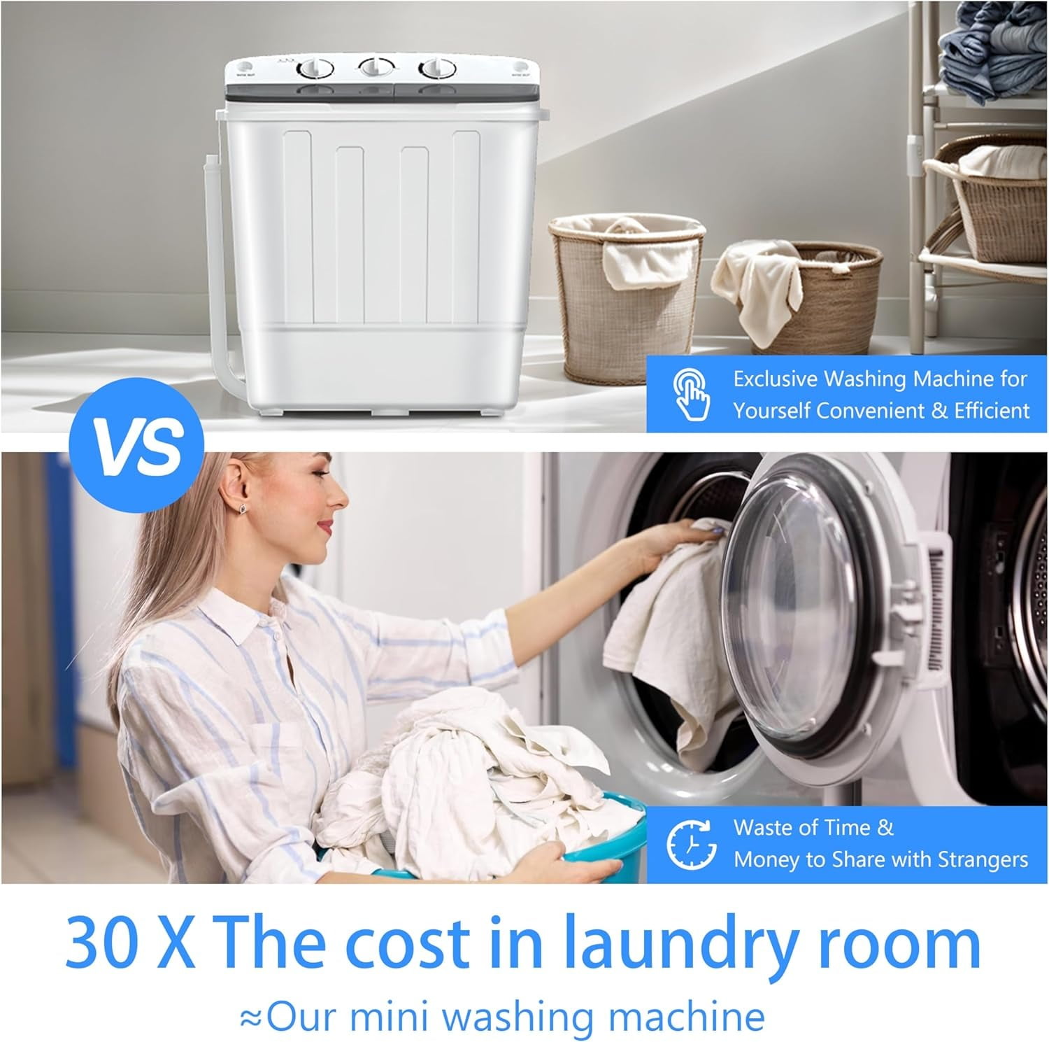 Dimedeal 22lbs Portable Washer Twin Tub Compact with Drain Pump, Semi-Automatic Washer Spinner Combo