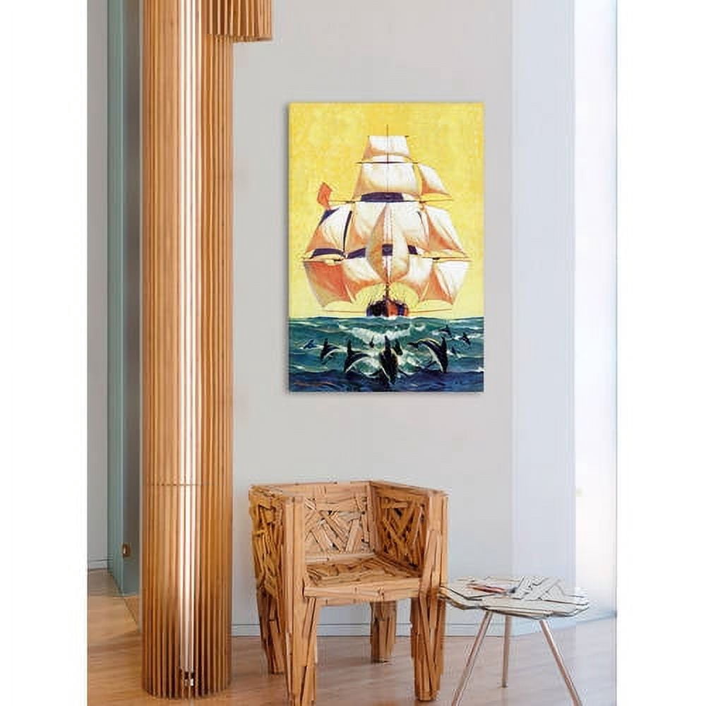 "Led by Dolphins" Painting Print on Wrapped Canvas