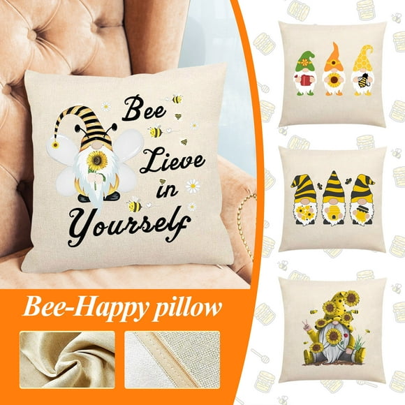 Discount Qaailabf Honeybees Decorative Square Cushion Cover Cases for Sofa Couch Bedroom