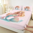 thumbnail image 3 of jejeloiu Letter A Monogrammed Twin Sheet Sets,Ocean Animal Mermaid Twin Fitted Sheet,Pink Magic Sealife Flat Sheet For Child,Microfiber Room Decorative,3-Piece, 3 of 7