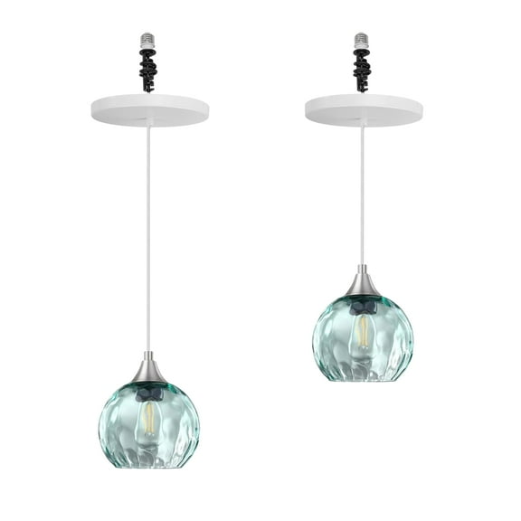 Kiven Instant Light Conversion Kit for 4/5/6inch Hole,Green Glass Farmhouse Lighting Recessed Can Light Conversion Kit to Pendant with E26 Screw-in Adapter for Kitchen Island Living, Set of 2 TB3277
