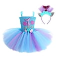 thumbnail image 1 of Kids Girls Princess Mermaid Costume Sleeveless 3D Flower Mesh Tutu Dress Hair Hoop Set Children Halloween Cosplay Party Dress Up4-5Y Gong Bohan LED, 1 of 2