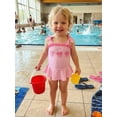 thumbnail image 5 of BemeyourBBs Western Toddler Baby Girl Swimsuit Infant Bathing Suit Summer One Piece Swimwear Cow Bow Watermelon Sleeveless Tie up Straps Ruffle Trim Decor Cute Skirted Beachwear, 5 of 9