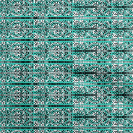 oneOone Polyester Spandex Aquamarine Green Fabric Block Craft Projects Decor Fabric Printed By The Yard 56 Inch Wide-IE