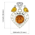 thumbnail image 3 of Sterling Silver and Baltic Honey Amber Heart Pendant, 3 of 6