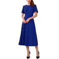 thumbnail image 2 of INSPIRE CHIC Women's Ruffle Dress Wedding Guest Crew Neck Short Sleeve Formal Cocktail Midi Dresses S Royal Blue, 2 of 6