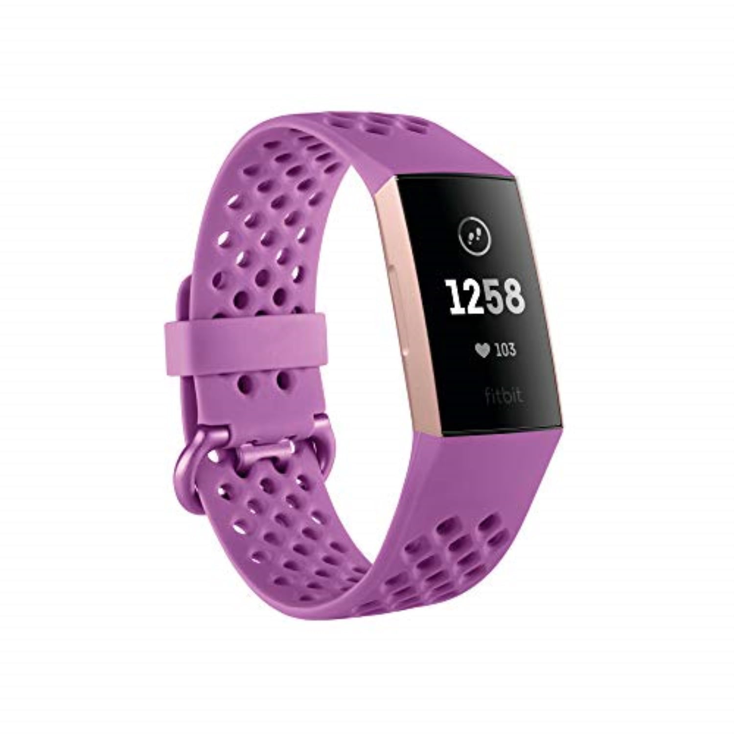 fitbit charge 3 fitness activity tracker, rose gold/berry, one size (s &amp; l bands included)