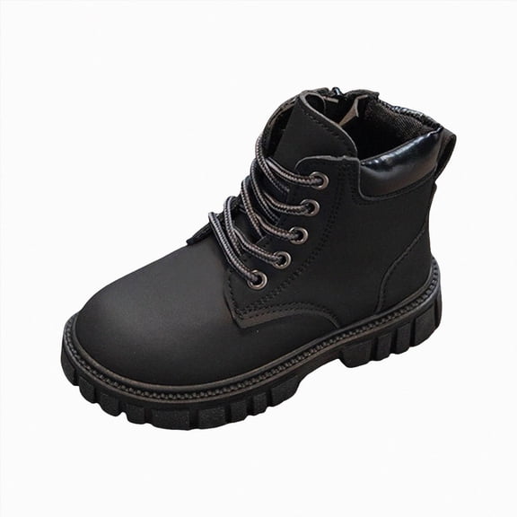 Kakishop Toddler Boys Girls Combat Boots Ankle Boots Kid Unisex Shoes Black, 13(7-8 Years)
