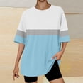 thumbnail image 1 of AherBiu T-Shirts Oversize pour Femmes Col Rond Ample T-Shirts d'Été Décontractés Confortables Doux Hauts à Blocs de Couleur, 1 of 4