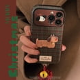 thumbnail image 2 of Retro plaid suitable for Apple 16 mobile phone case iphone15 Christmas puppy 14promax leather 13 plush rope, 2 of 5