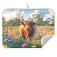 thumbnail image 5 of Ryvnso Highland Cattle Floral Field Dish Drying Mat for Kitchen Countertop 16x18 Small Dish Pad Drainer Rack Dish Sink Mats, 5 of 7