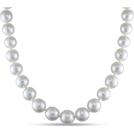 Miabella 12-14mm White Round South Sea Pearl 14kt Yellow Gold Graduated Strand Necklace, 18