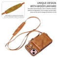 thumbnail image 3 of for iPhone 14 PU Leather Back + TPU Frame Rugged Case, Classic 360 Rotating Ring Kickstand Card Slots Shoulder Strap Drop Protective Slim Fit Shockproof Phone Case Cover, Brown, 3 of 12