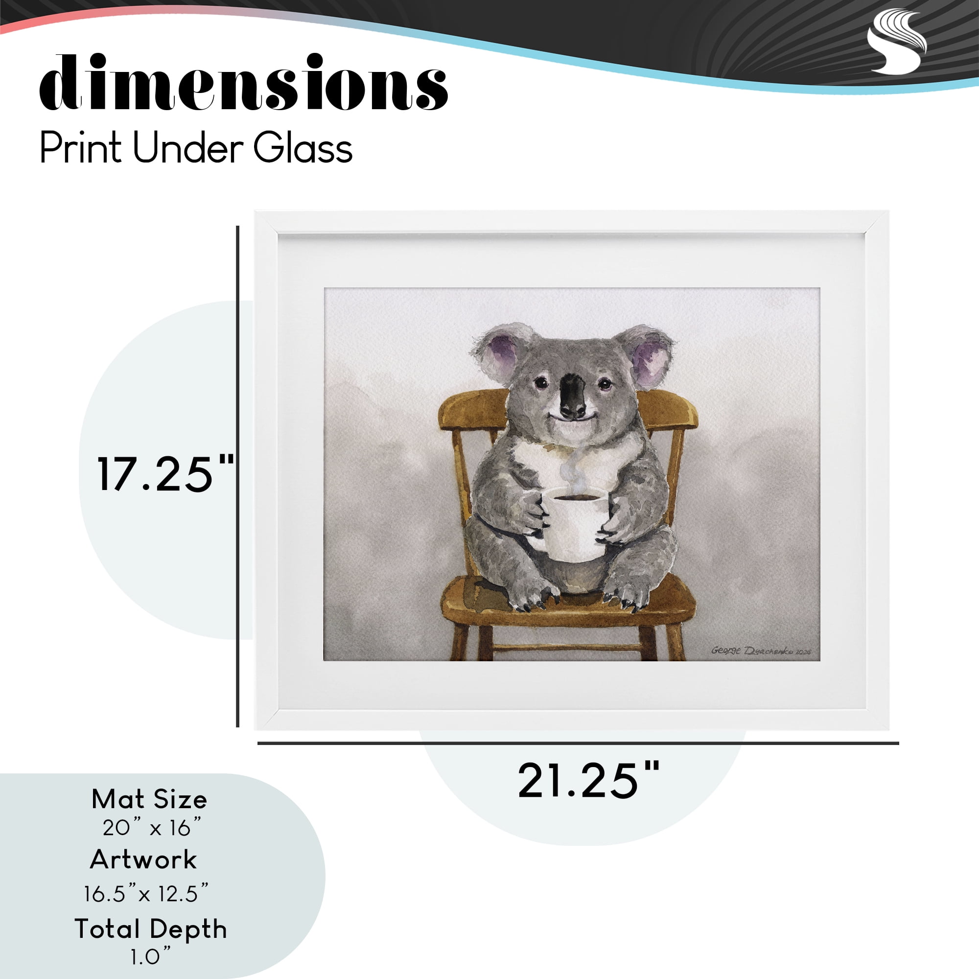 Stupell Industries Koala with Coffee Mug White Framed Print Under Glass, design by George Dyachenko