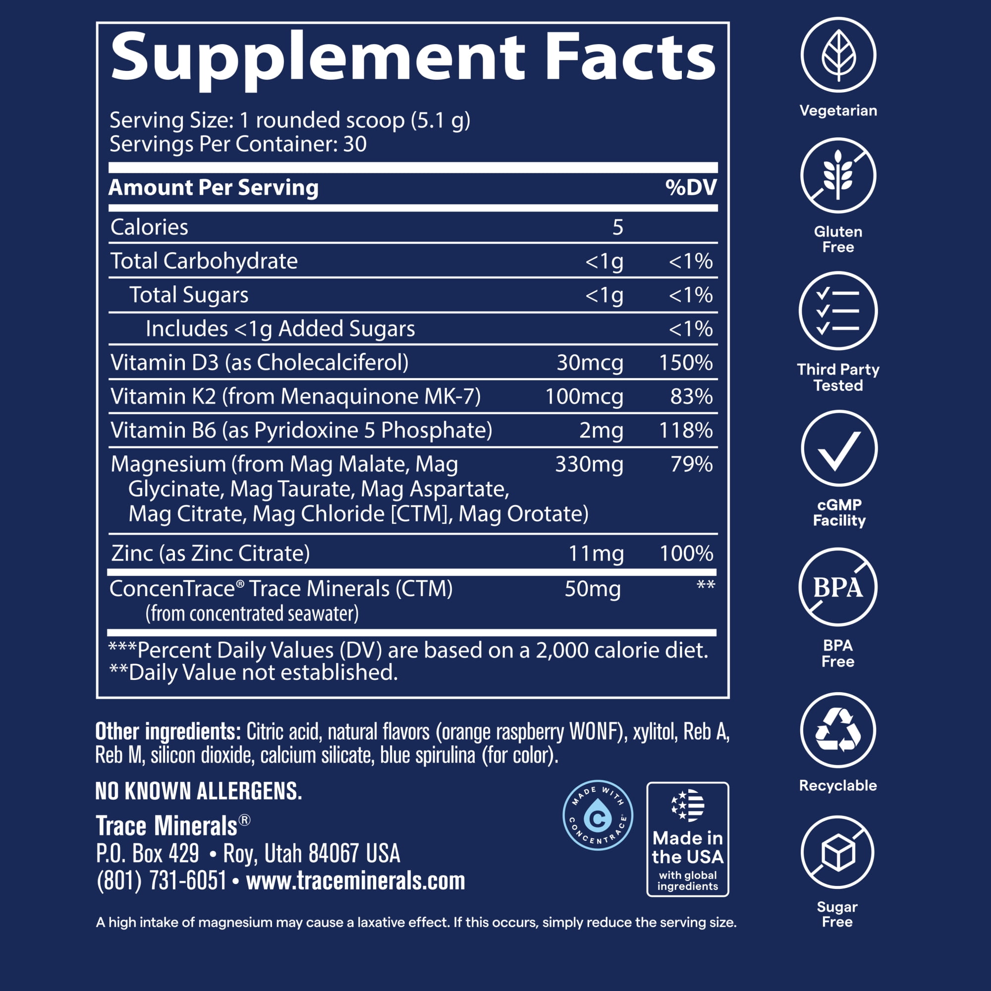 (2 pack) Trace Minerals Multi Magnesium Powder for Stress, Energy and Heart Health, Rainbow Sherbet, 30 Servings