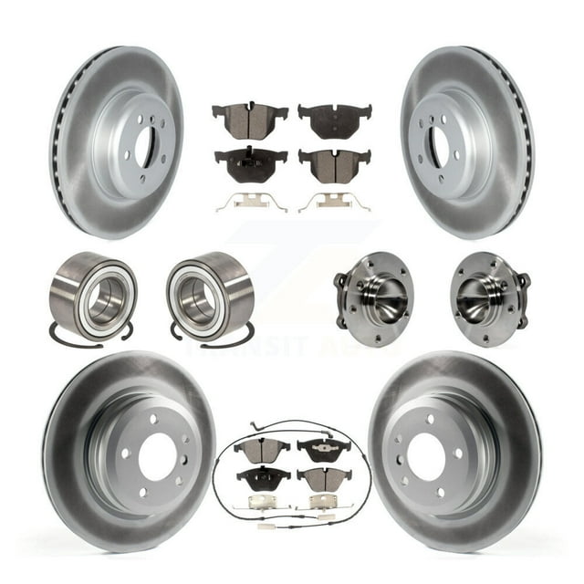 Transit Auto Ensemble de Roulement de Moyeu avant Arrière Rotor de Frein à Disque et Coussinet en Céramique (10 Pcs) pour Voiture 2012 BMW 335i Convertible avec Étriers Peints Bleus Conducteur Gauche Droit Passager KBB-122842