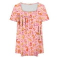 thumbnail image 4 of Puyaiuu New Ladies Tops and Blouses Trendy Women's Printed Oversized Neck Pleated Short Sleeved Loose Top L-5Xl Womens Tops Casual, 4 of 4
