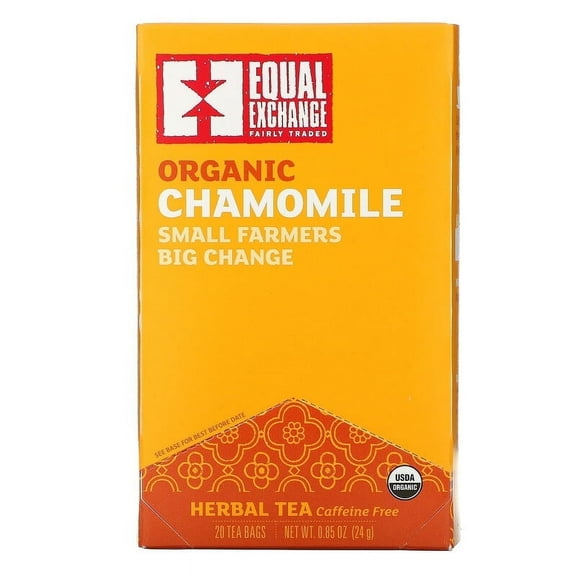Equal Exchange Organic Chamomile Herbal Tea Caffeine Free 20 Tea Bags 0.85 oz Pack of 2