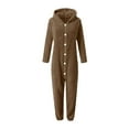 thumbnail image 3 of vdgthytj Girls Sherpa Fleece Jumpsuits Kids Button up Soft Hooded Romper Long Sleeve Plush Warm Winter Clothes Sleepwear, 3 of 6