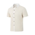 thumbnail image 6 of Afdoent Mens 2 Piece Sets 2026 Men's Summer Casual Lapel Button Up Color Block Shirt Short Sleeve Shirt And Shorts Set Beach Clothes Fashion, 6 of 9