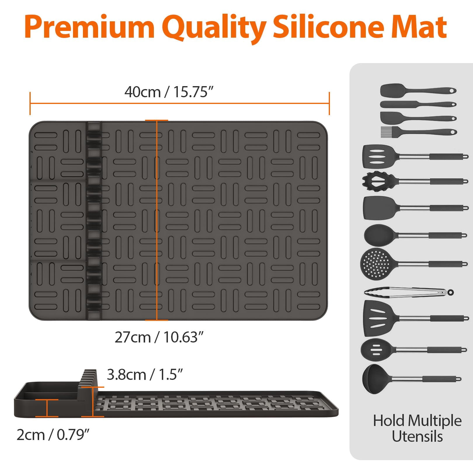 Griddle Mat with 3Pcs Basting Brush BBQ Grill Accessories Tools for Blackstone, Side Shelf Mat Grill Pad for Outdoor Grill Counter Spatula Silicone Mat for Kitchen, Cooking, Countertop, Black
