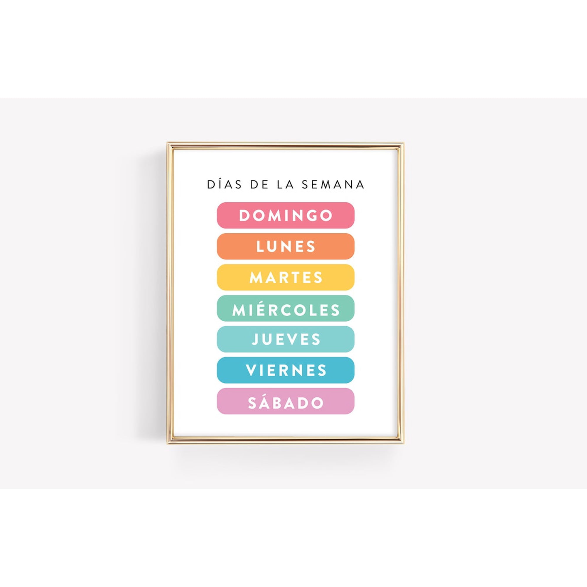 Dias De La Semana Poster, Spanish Montessori Days Of The Week Art