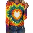 thumbnail image 4 of Odbmxy T Shirt Women Valentines Day Long Sleeve Tops Women Cute Holiday Casual Loose Tie-Dye Tops Orange, 4 of 8