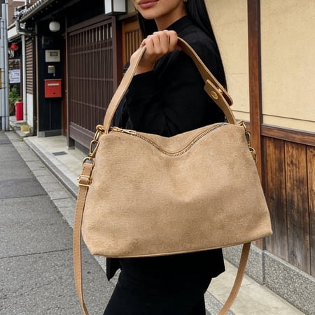 Fashion Large Capacity Tote Bag for Women PU Leather Shoulder Crossbody Purse with Zipper Closure Sturdy Durable Handbag for Office Business Travel Daily Commute Work School Shopping