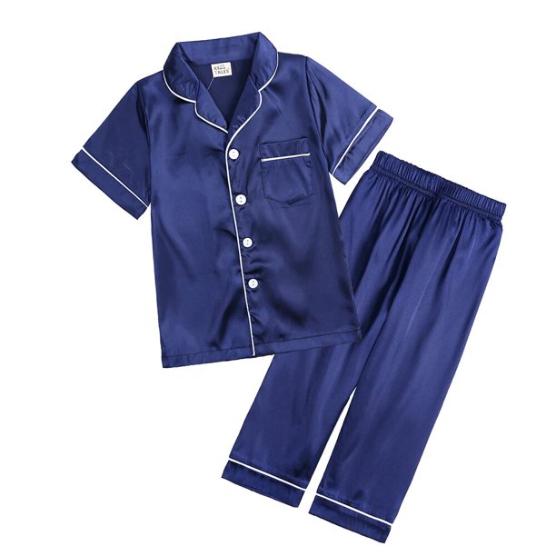 2Pcs Red Satin Pyjamas Kids Sets Boys Girls Solid Silk Children's Pajamas Clothes Toddler Lounge Pjs 2-12T Christmas Clothing