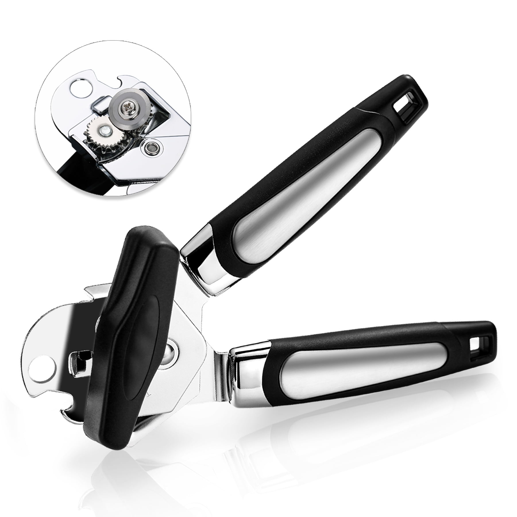 Wine Bottle Opener Black Safe Cut Can Opener Manual Best Quality Professional Smooth Edge Dishwasher Ergonomic Non-Slip Stainless Steel Portable Easy Open Kitchen Can Opener Best Seller 