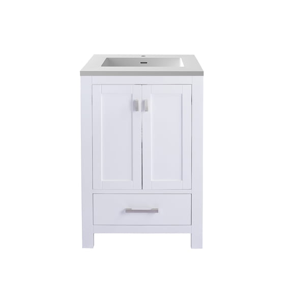 Wilson 24" White Bathroom Vanity with Matte White VIVA Stone Solid Surface Countertop