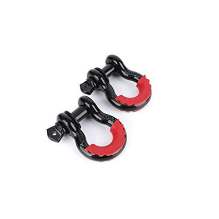 OFF ROAD BOAR D Ring Shackles 3/4" - Tow Winch Shackles 44,000lb Break Strength, Recovery Off-Road Shackle, Heavy Duty D Ring for Tow Strap Winch Jeep Vehicle with Red Shackle Isolator & Was