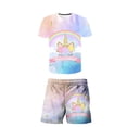 thumbnail image 1 of Verano niñas unicornio ropa traje niños moda niños niñas dibujos animados camiseta pantalones cortos 2 uds conjunto Casual ropa niños chándales 4T Gao Jinjia LED, 1 of 2