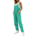 thumbnail image 4 of Fantaslook Jumpsuits for Women Casual Loose Rompers Sleeveless Spaghetti Strap Overalls Jumpers Harem Long Pants with Pockets, 4 of 9