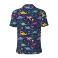 thumbnail image 4 of Rocae Dinosaur Flowers for Men's Short Sleeve Polo Shirt, Quick Drying Performance Moisture Wicking Sports Men's Golf Shirt X-Large, 4 of 9