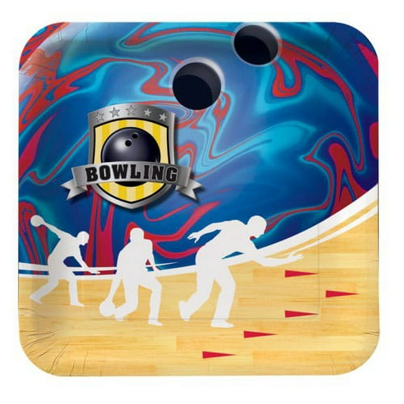 Bowling Party 9 inch Square Lunch/Dinner Plates