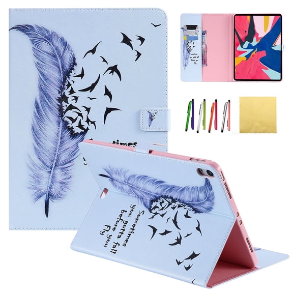 New iPad Pro 11 2018 Case, Allytech PU Leather Flip Foilo Stand Case Cover with Credit Card Slots & Strong Magnetic Claspp for Apple iPad Pro 11" 2018 Model, Feather