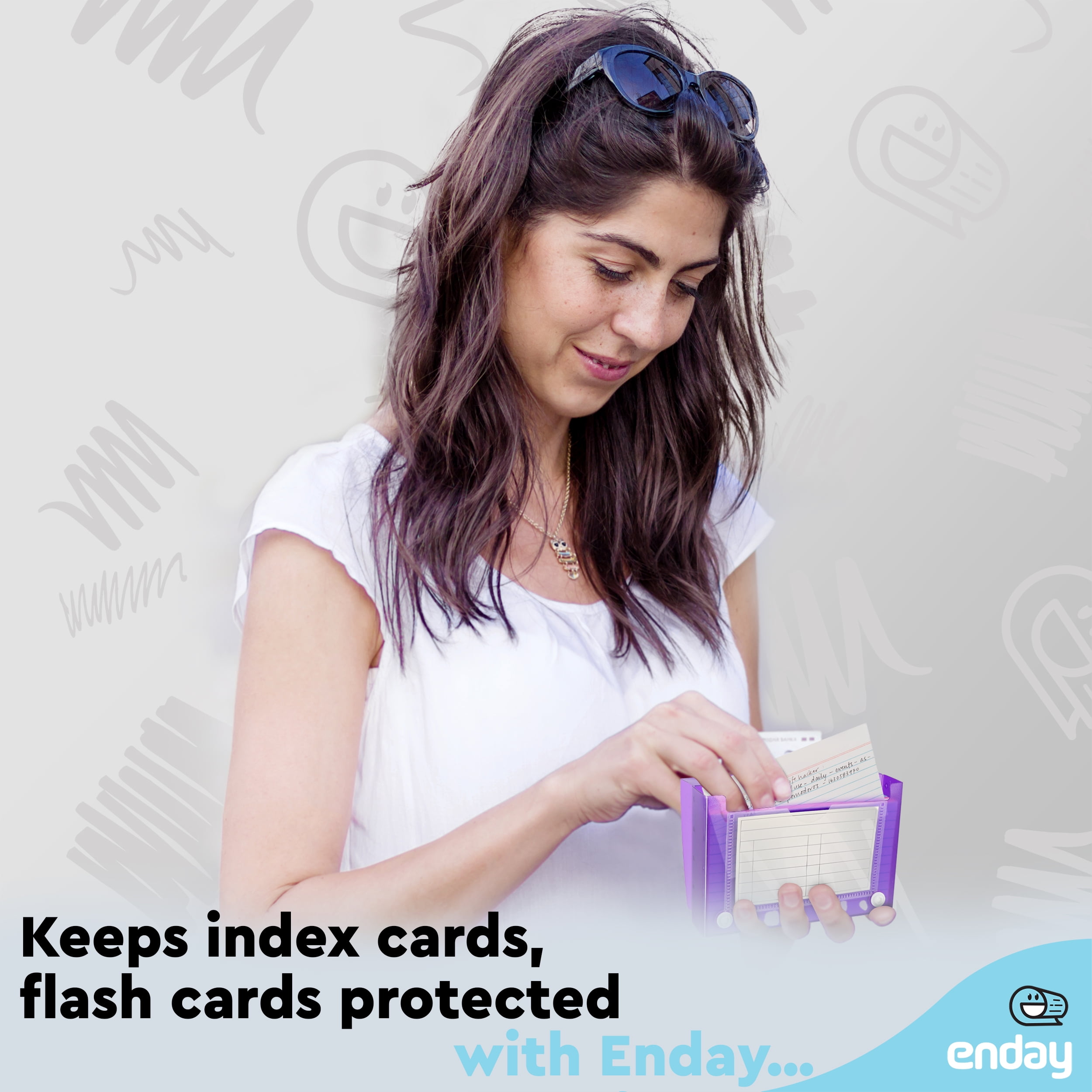 Index Card Holder Purple, 3x5 Note Flash Card Organizer Case, File Box with 5 Dividers, Notecard Box Holds 100 Cards, Also Available in Red, Blue, Green, Pink, Grey, 1 Pack – By Enday