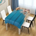 thumbnail image 7 of Summer Starfish Blue Wooden Rectangle Tablecloth, Dust Proof Anti Wrinkle Wipeable Table Cloth Tabletop for of Dinner Kitchen Wedding Holiday Party 60"x90" Home Decor, 7 of 7