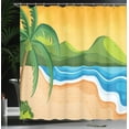 thumbnail image 3 of Ambesonne Beach Sunset Shower Curtain, Nature Scene Sand Art, 69"Wx70"L, Peach Lime Green Sea Blue, 3 of 4
