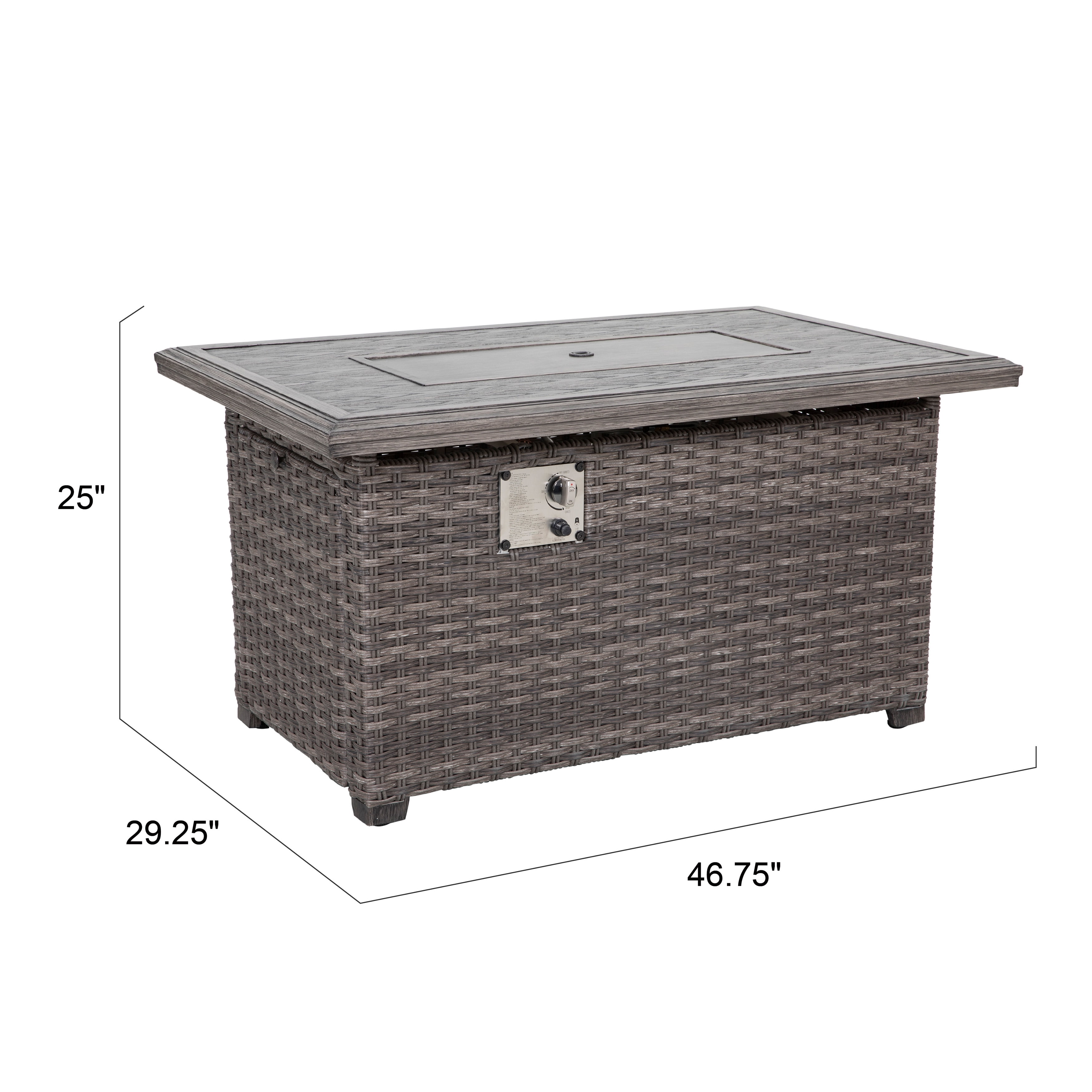 Nuu Garden Outdoor Aluminum Rattan Fire Pit Table, Outdoor Propane Gas Fire Pit Table