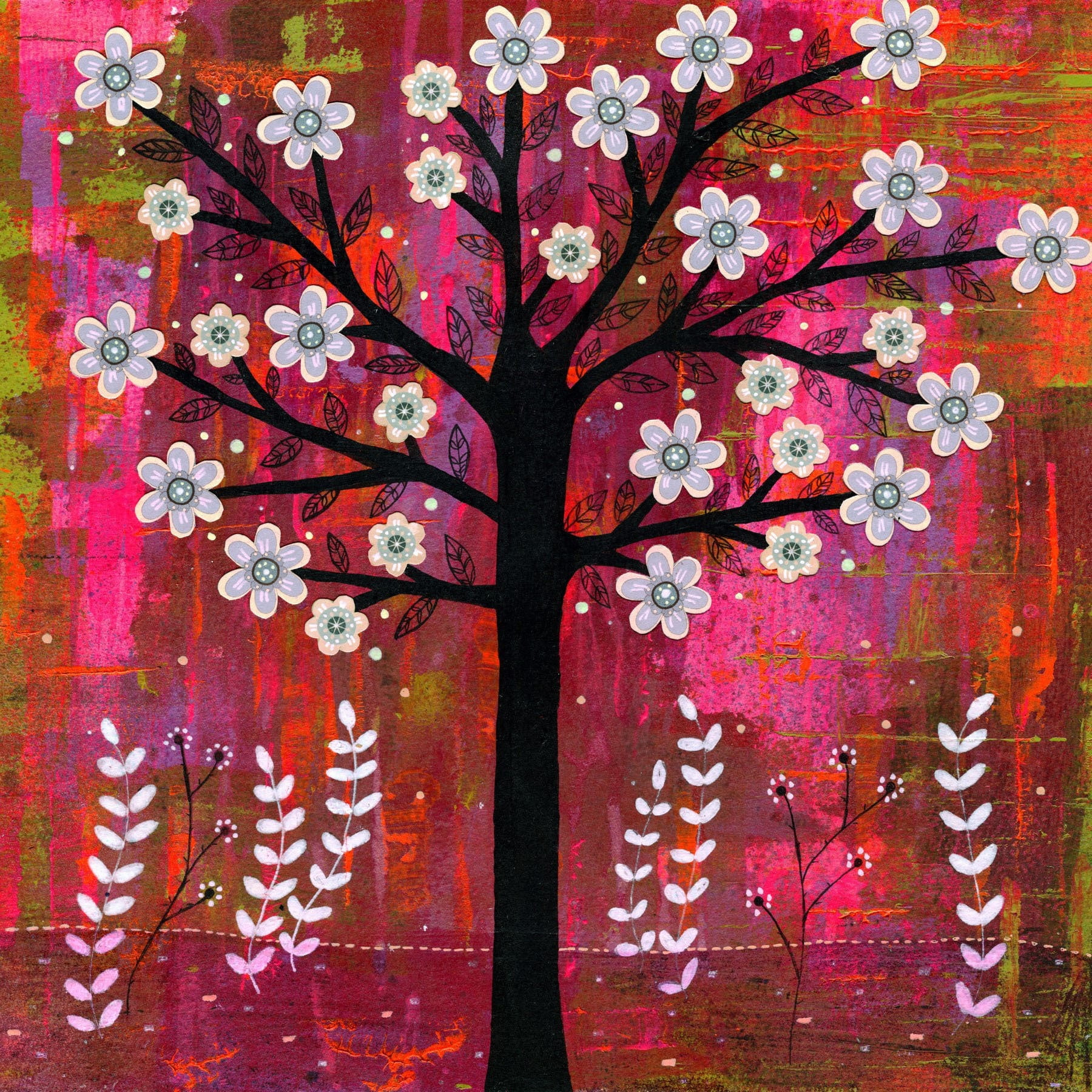 Marmont Hill "Sunset Tree" by Sascalia Painting Print on Wrapped Canvas