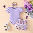thumbnail image 2 of Utlike Girls Clothing Set Baby Summer Outfit Ruffle Romper Short Set Cute Baby Clothes For Comfortable And Versatile Outfits Size 3 Months-6 Months, 2 of 8